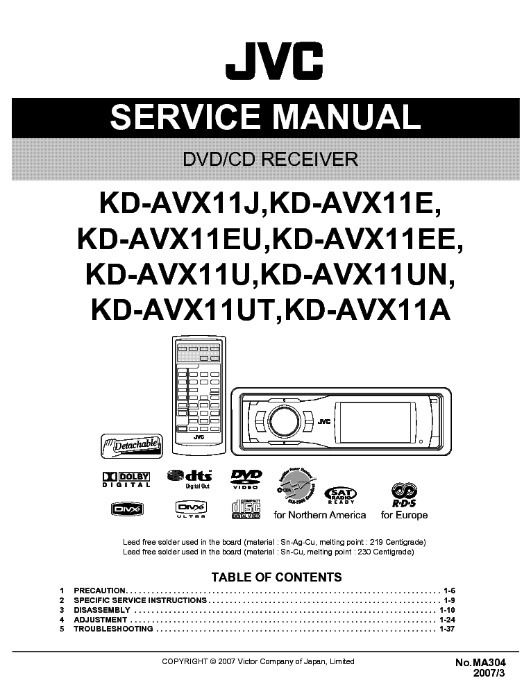 JVC KD-AVX11-SERIES SM service manual (1st page)