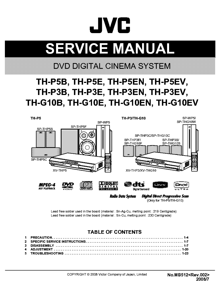 JVC TH-P5B E EN EV P3B E EN EV G10B E EN EV-SM service manual