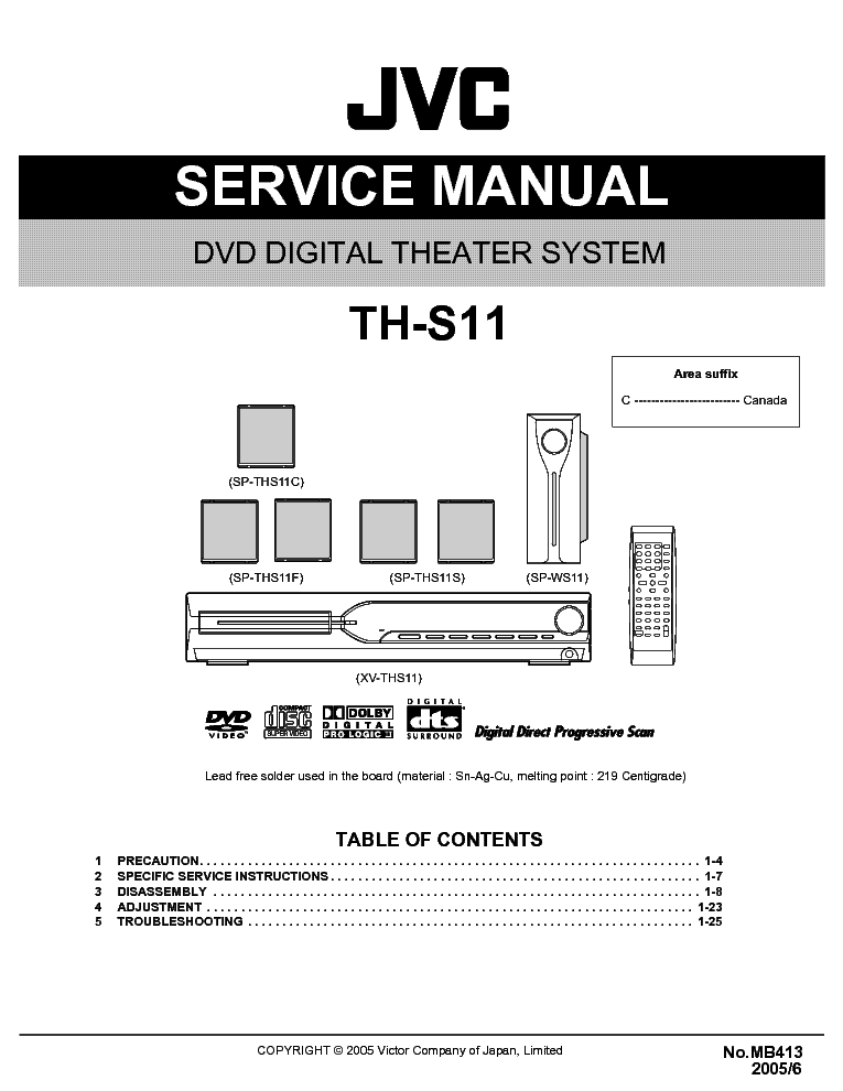 JVC TH-S11 SM Service Manual download, schematics, eeprom, repair info ...