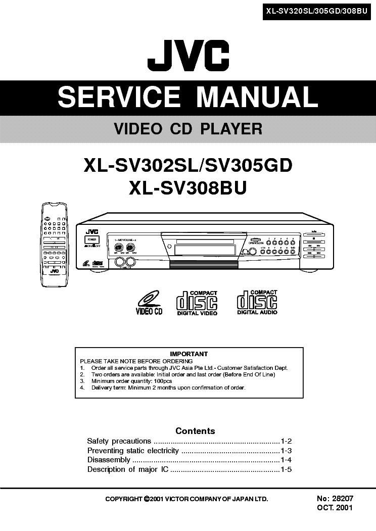 JVC XL-SV320SL 305GD 308BU SM service manual