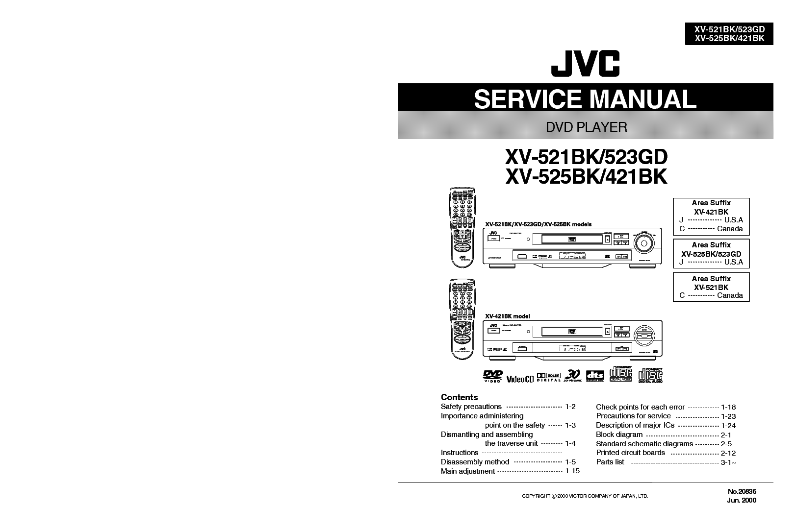 JVC XV-421BK 521BK 523GD 525BK SM service manual