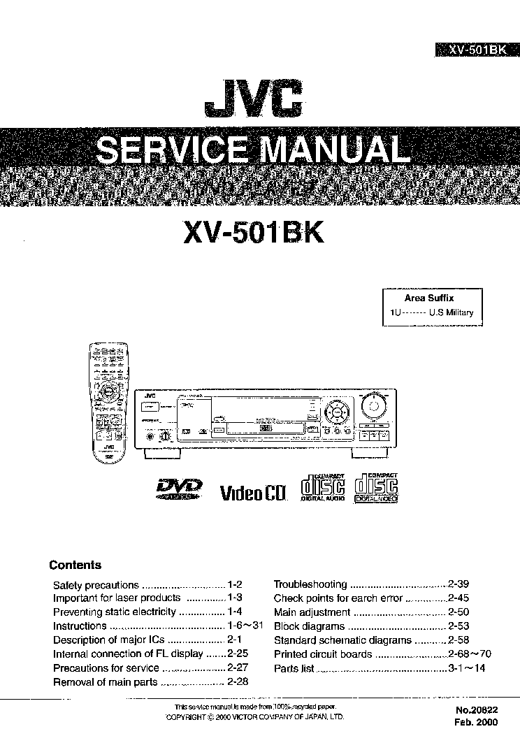 JVC XV-501BK service manual
