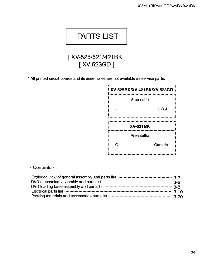 JVC XV-523 PART service manual