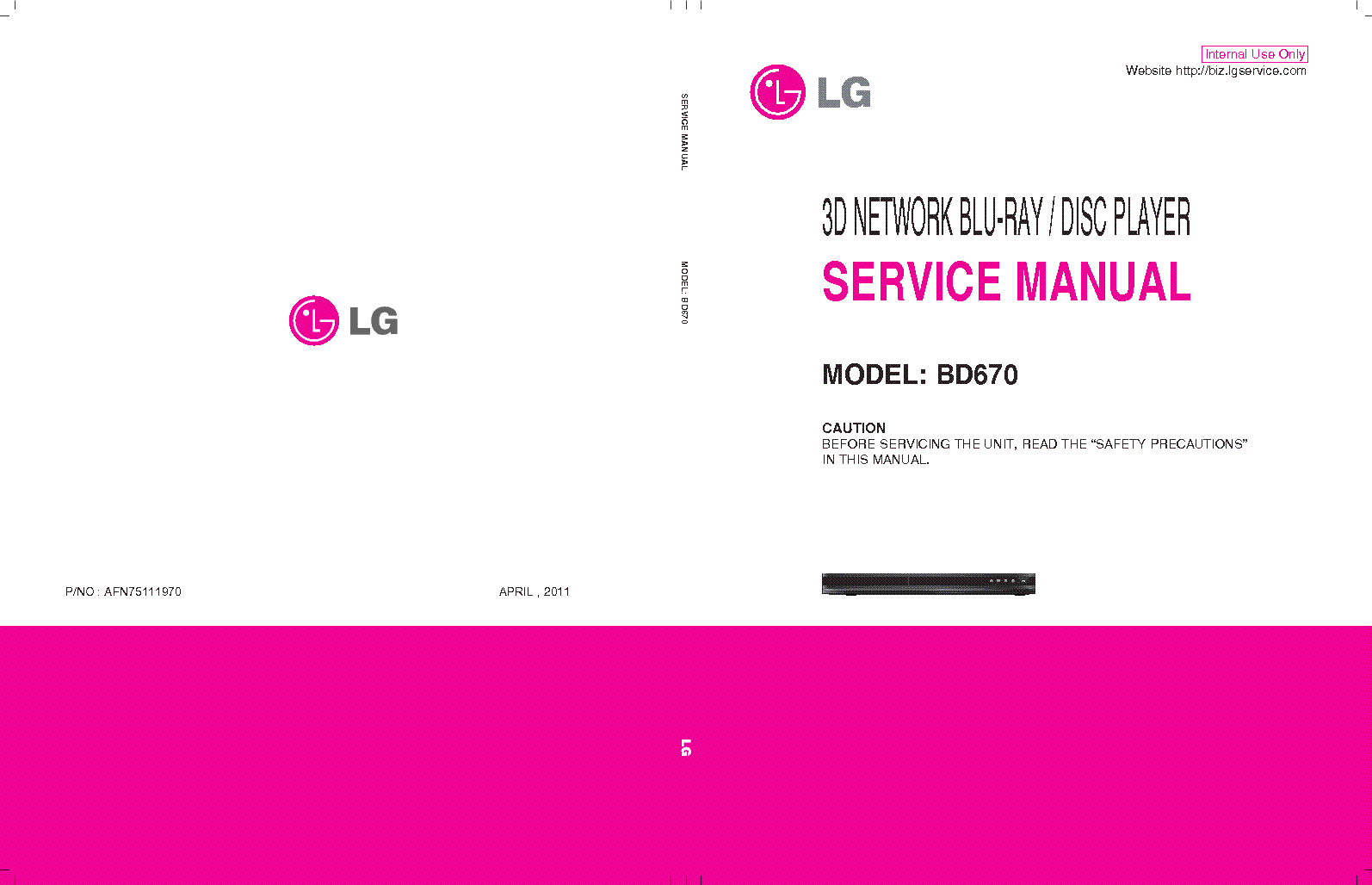 LG BD670 AFN75111970 service manual (1st page)