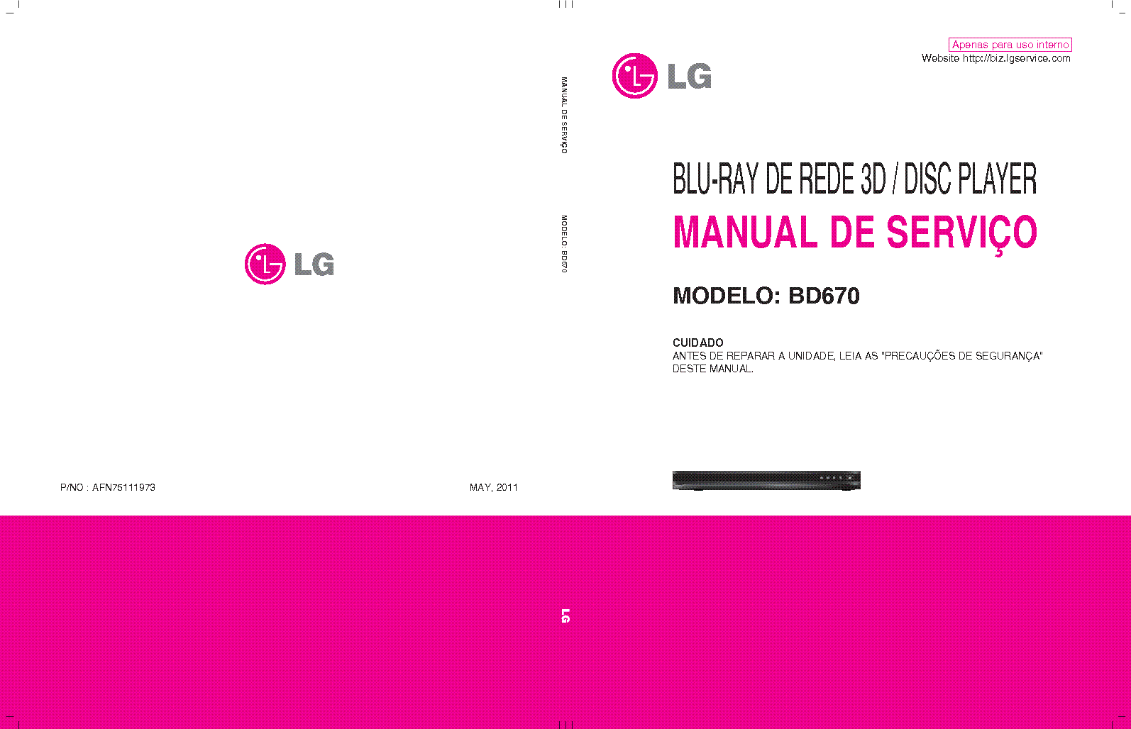 LG BD670 AFN75111973 service manual (1st page)