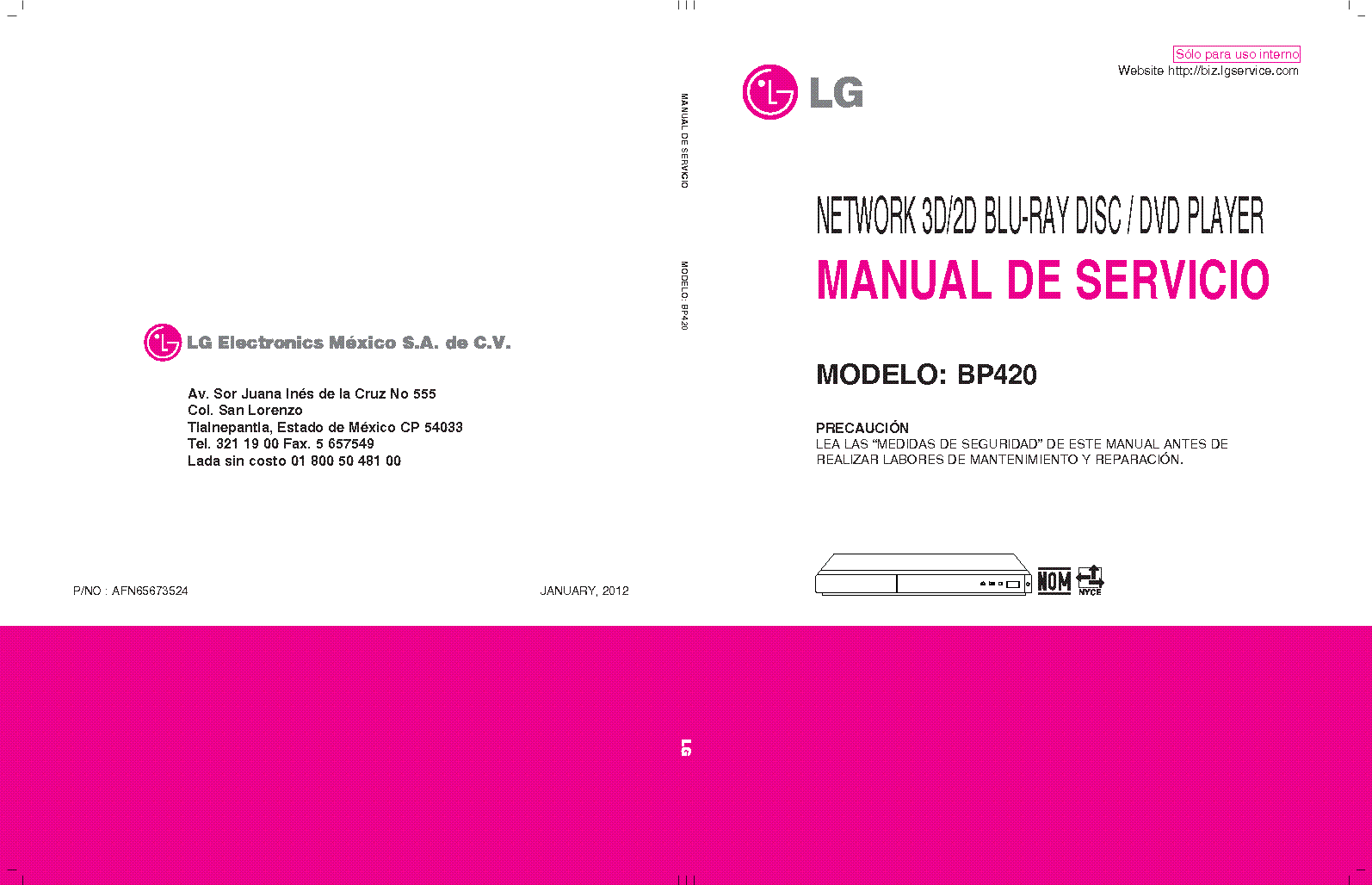 LG BP420 AFN65673524 service manual