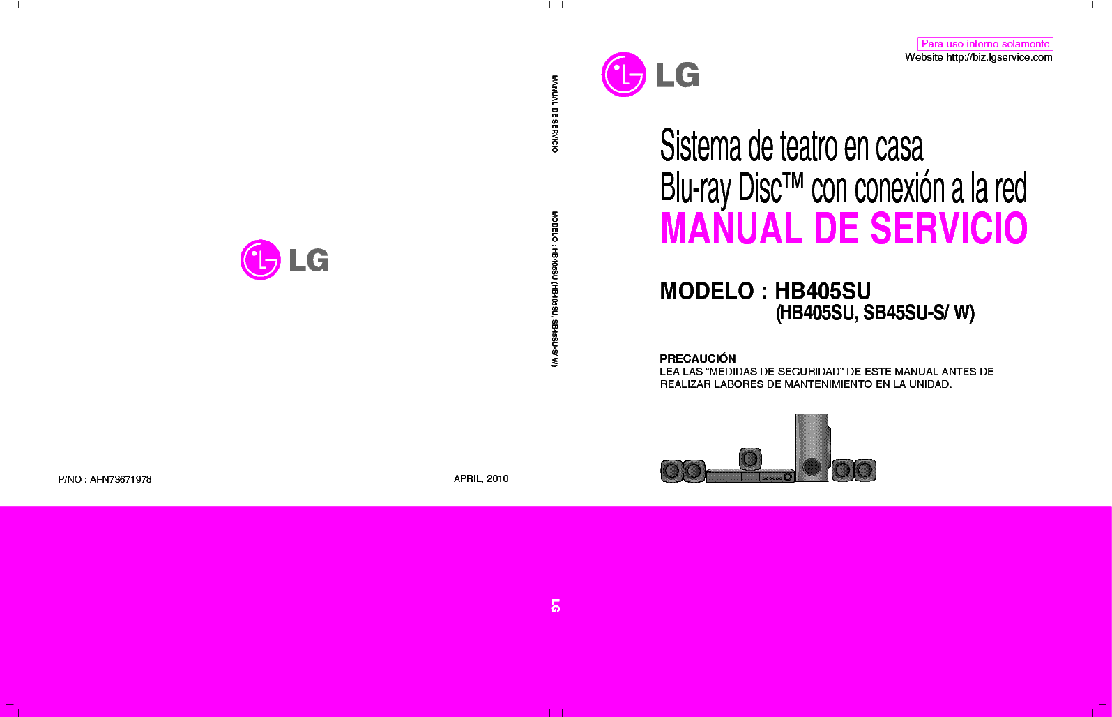 LG HB405SU AFN73671978 SPANISH service manual