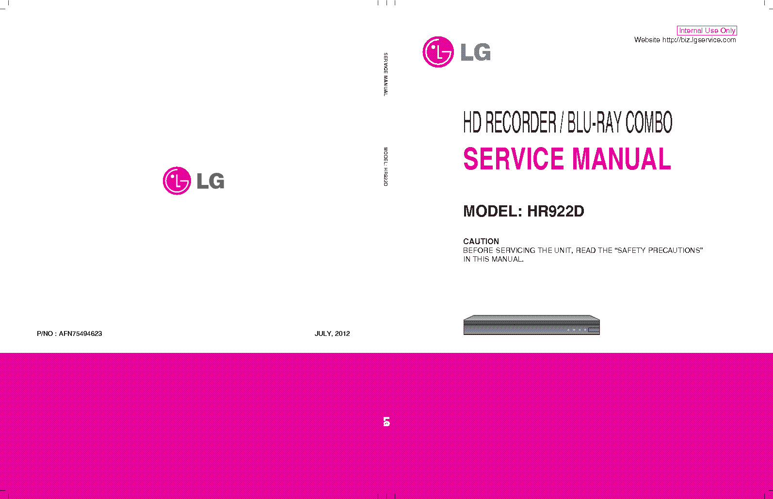 LG HR922D AFN75494623 service manual