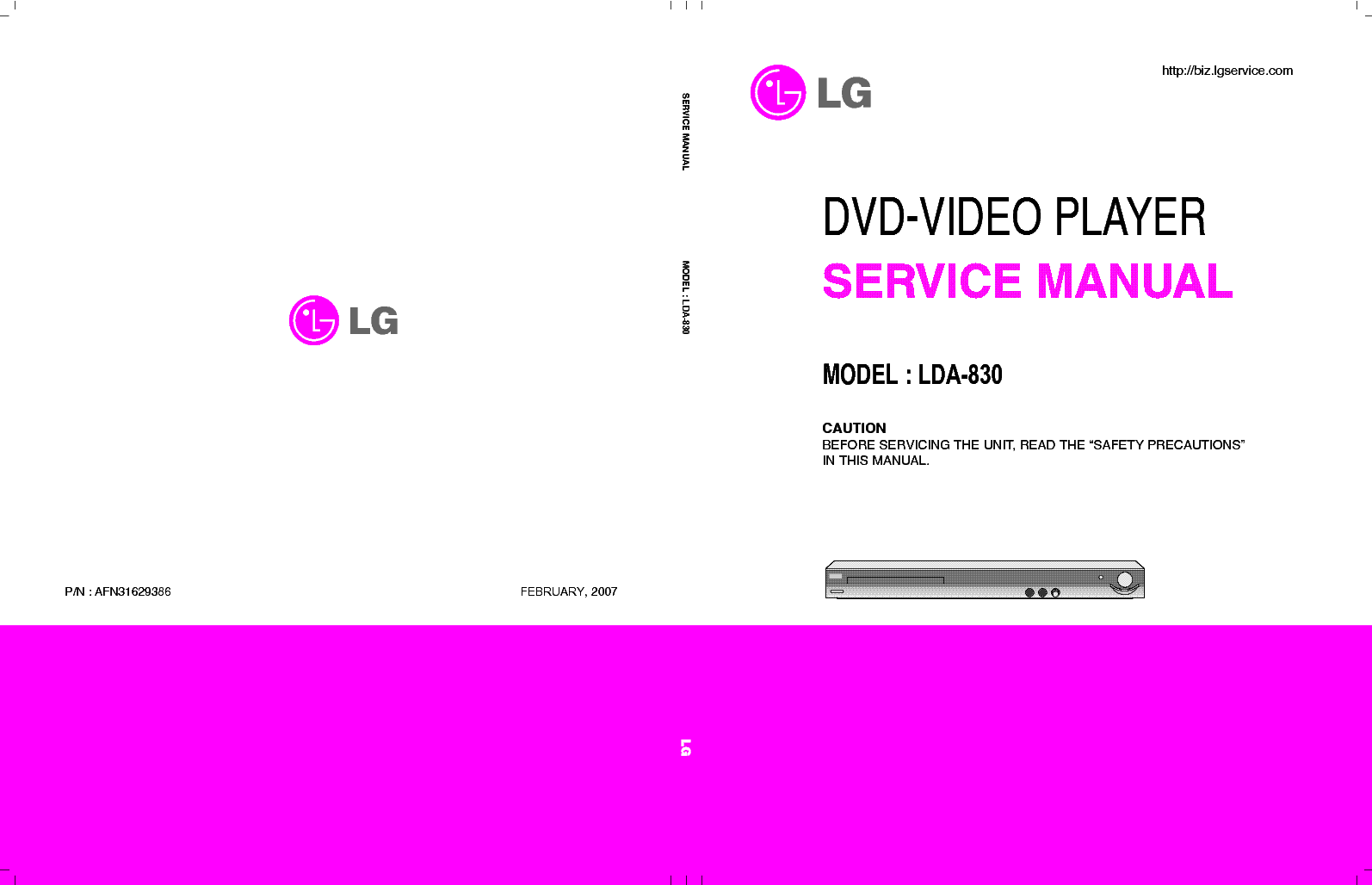 LG LDA-830 AFN31629386 service manual
