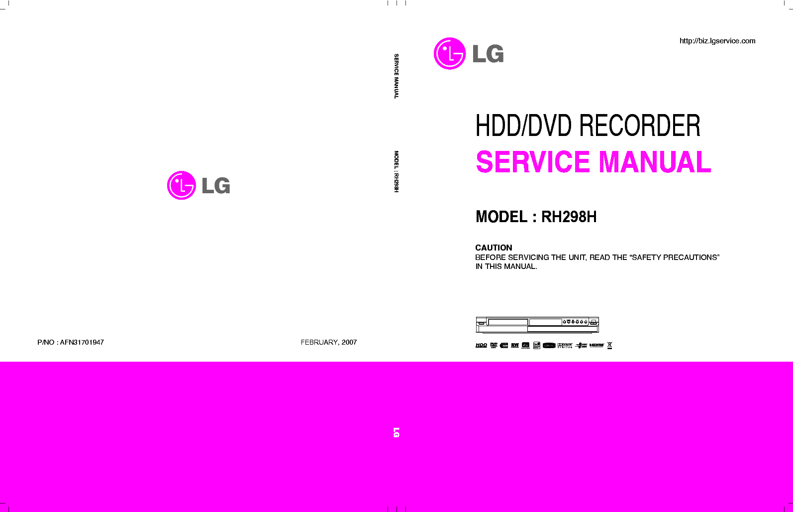 LG RH298H AFN31701947 service manual