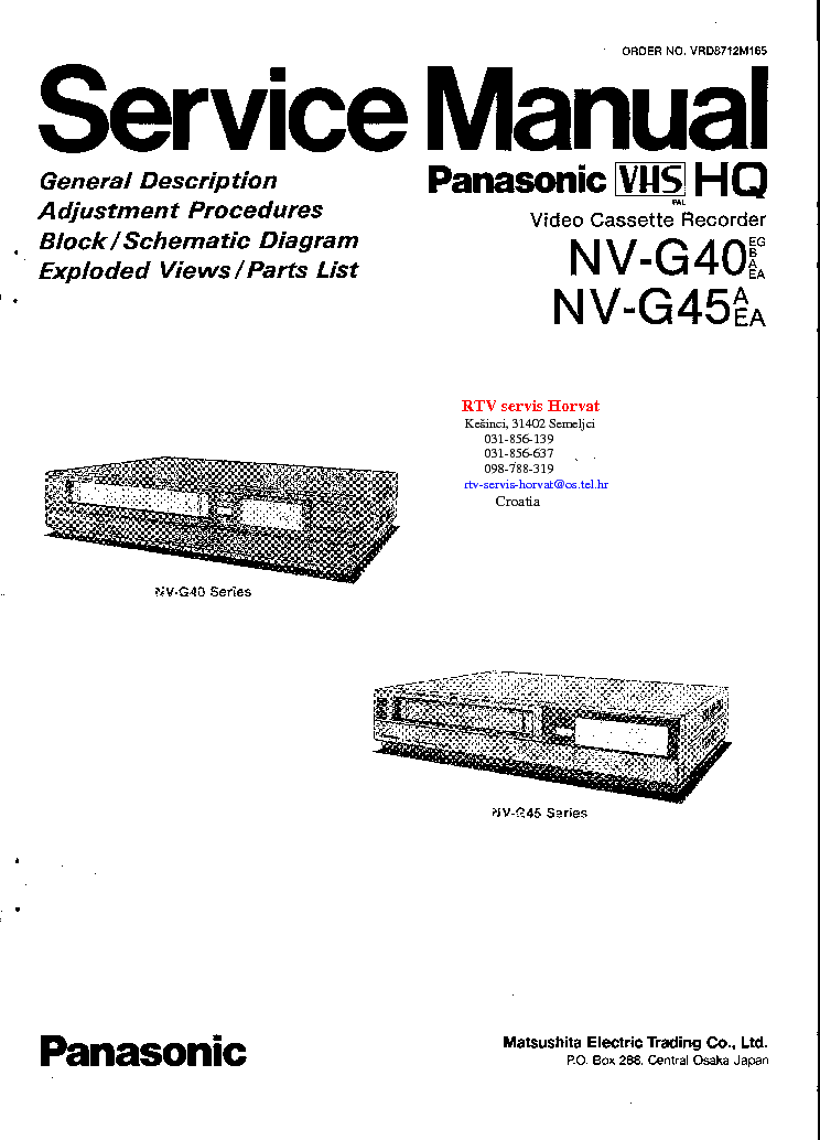 PANASONIC  NV-G40 NV-G45 service manual (1st page)