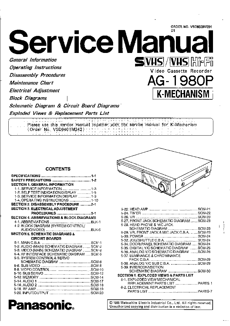 PANASONIC AG-1980 service manual (1st page)