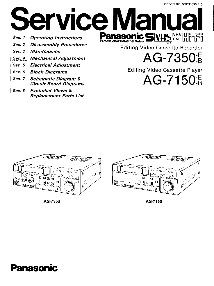 PANASONIC AG-7350 AG-7150 service manual (1st page)