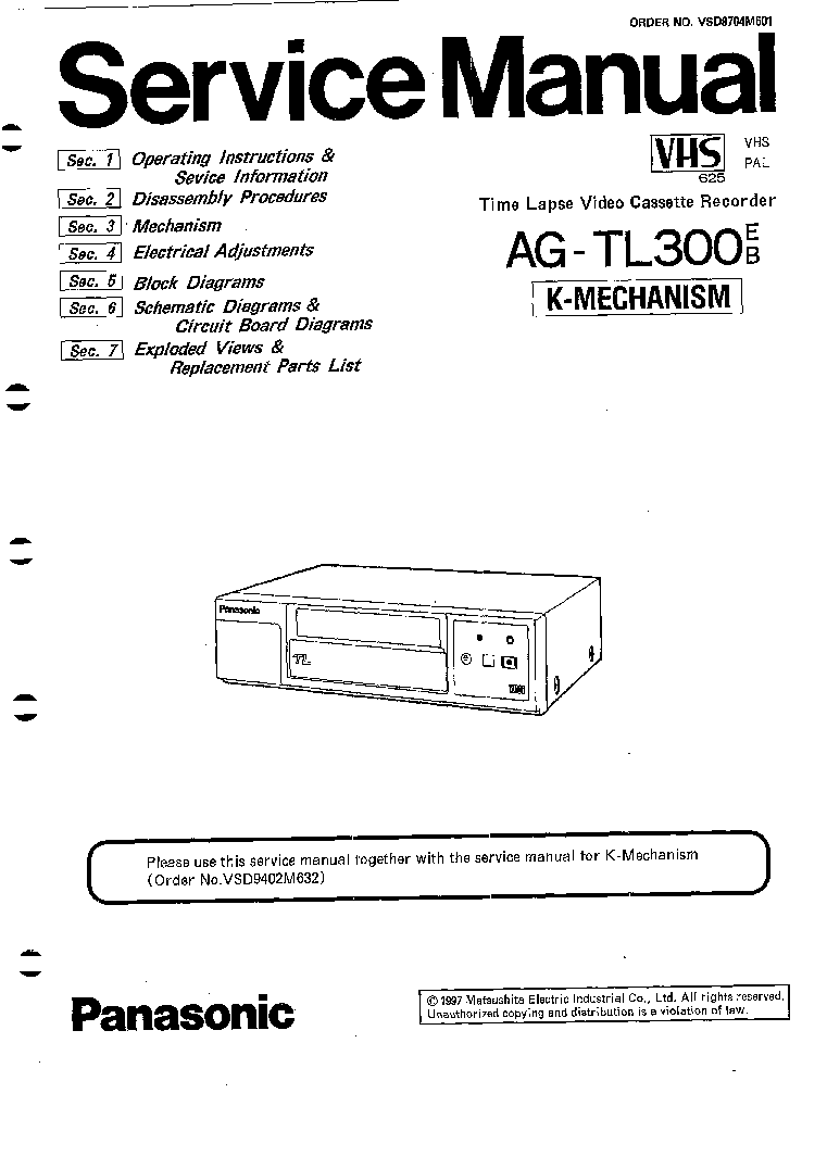 PANASONIC AG-TL300 service manual (1st page)