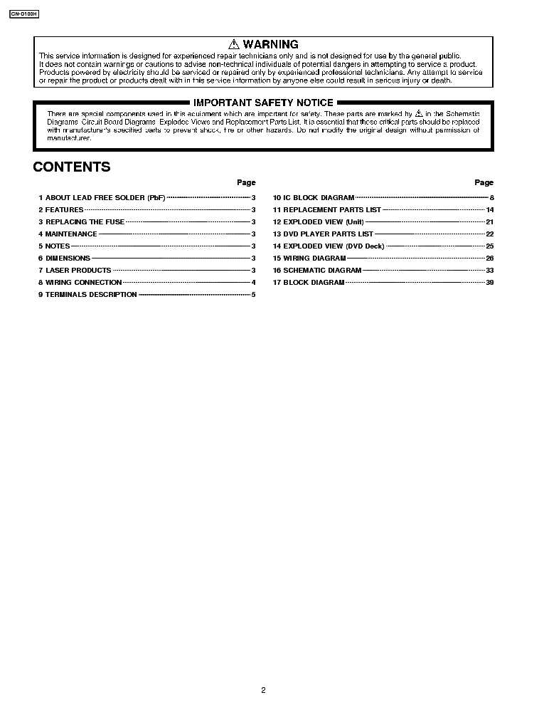 PANASONIC CN-D100H service manual (2nd page)