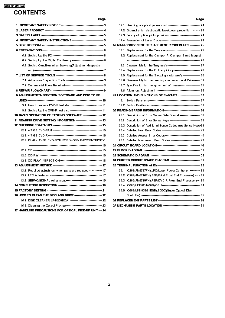 PANASONIC DMR-E30 DRIVE service manual (2nd page)