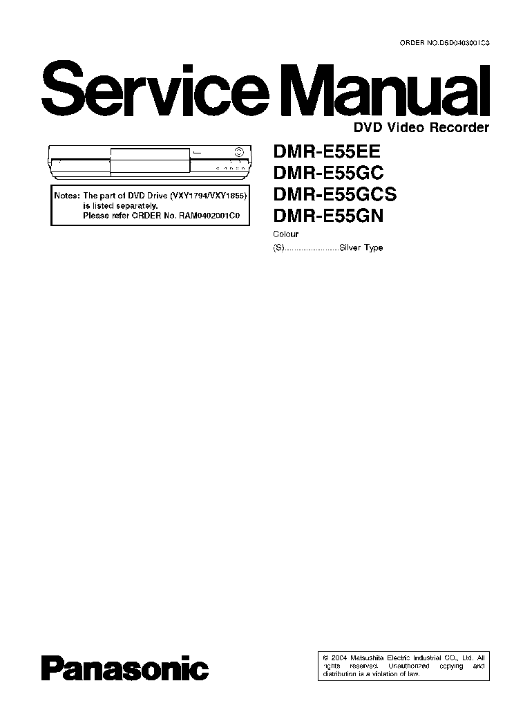 PANASONIC DMR-E55X SM service manual (1st page)