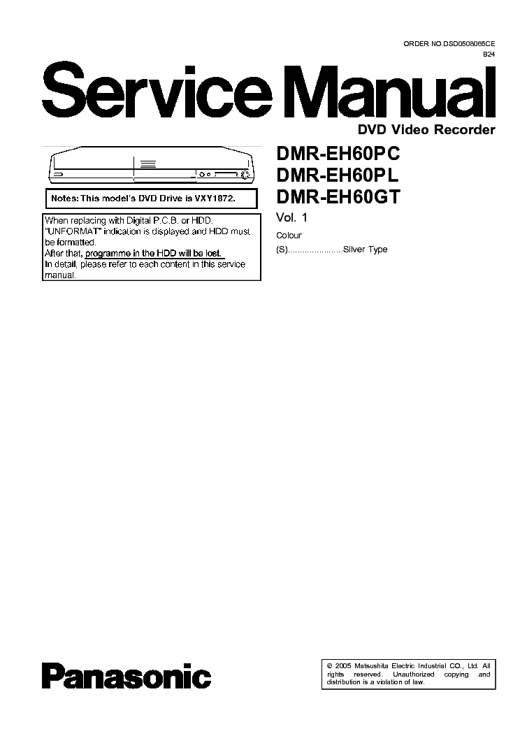 PANASONIC DMR-EH60PC PL GT service manual (1st page)
