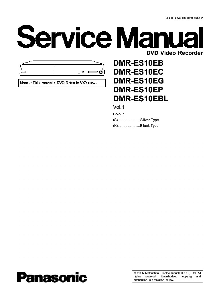 PANASONIC DMR-ES10 service manual (1st page)