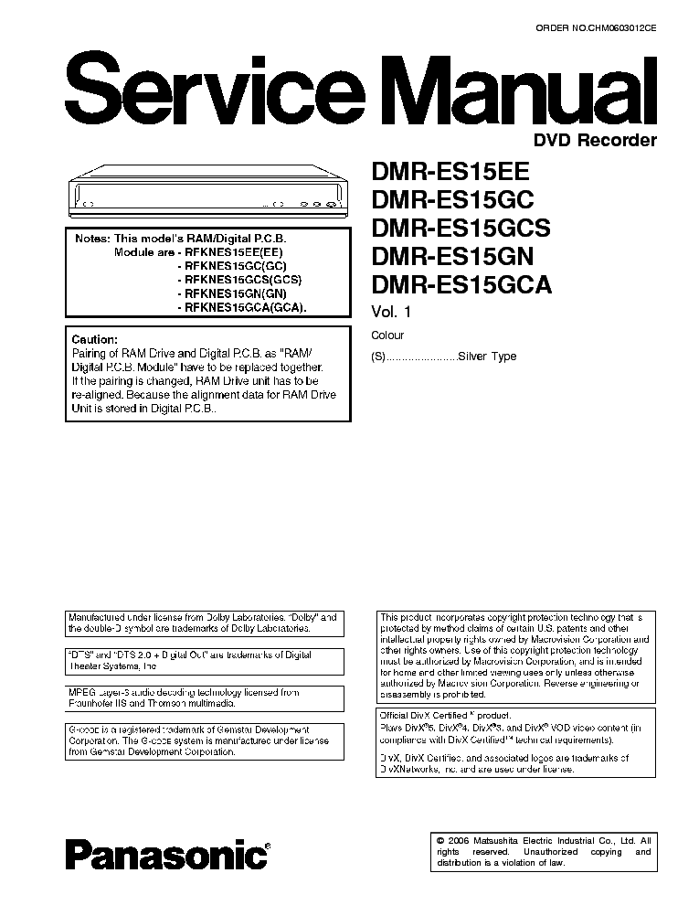 PANASONIC DMR-ES15EE service manual (1st page)