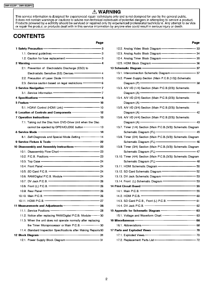 PANASONIC DMR-ES25P service manual (2nd page)