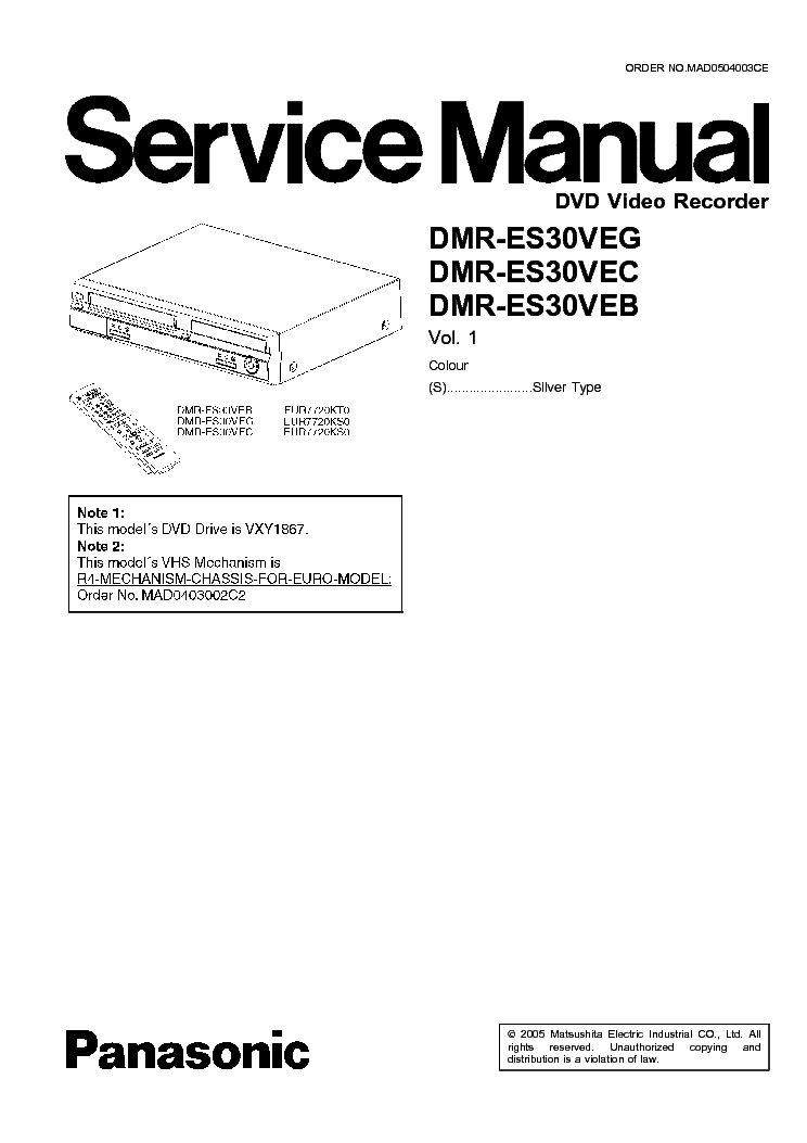 PANASONIC DMR-ES30VEG service manual (1st page)