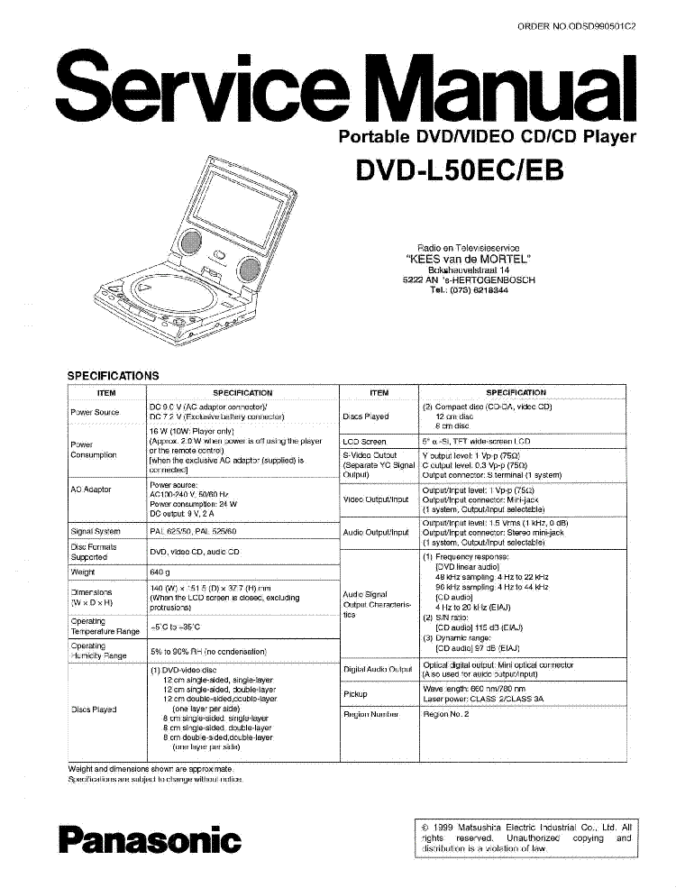 PANASONIC DVD-L50 SM service manual (1st page)