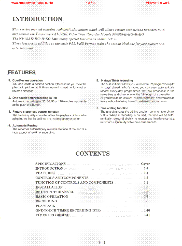 PANASONIC NV-333 service manual (2nd page)