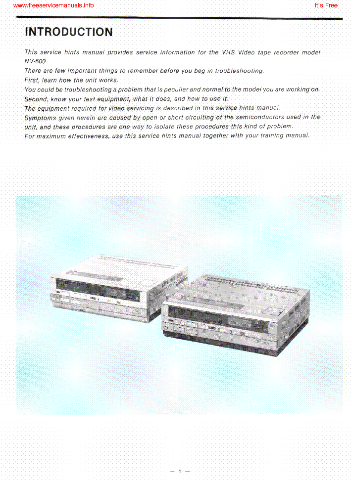 PANASONIC NV-600 SM service manual (2nd page)