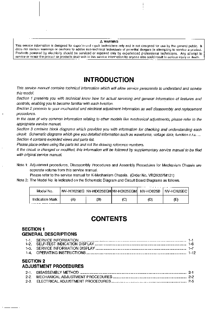 PANASONIC NV-HD625 SM service manual (2nd page)