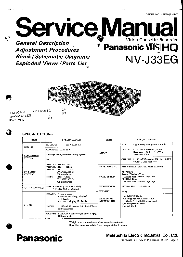 PANASONIC NV-J33EG service manual (1st page)