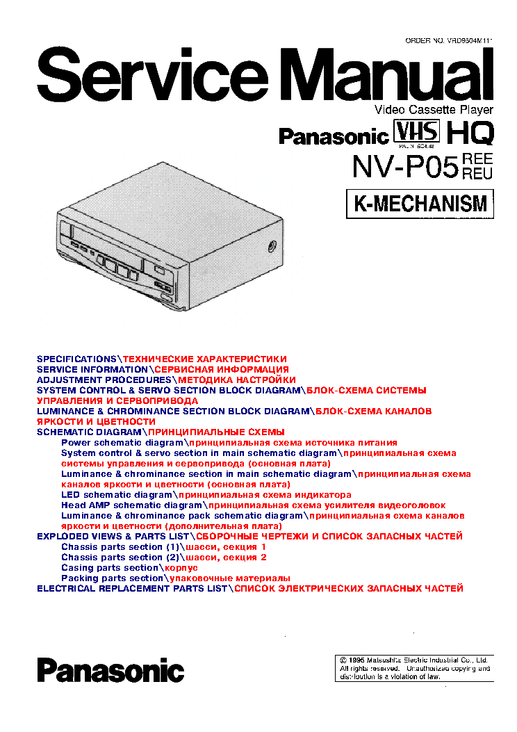 PANASONIC NV-P05REE REU service manual (1st page)