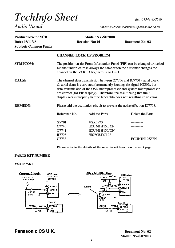 PANASONIC NV-SD200 VCR FULL service manual (2nd page)
