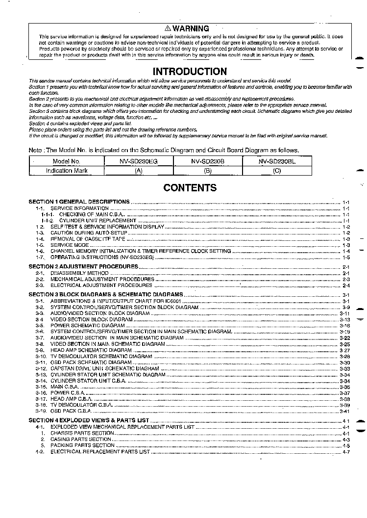PANASONIC NV-SD230 SM service manual (2nd page)