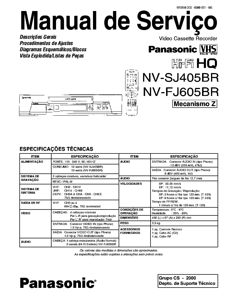PANASONIC NV-SJ405BR FJ605BR service manual (1st page)