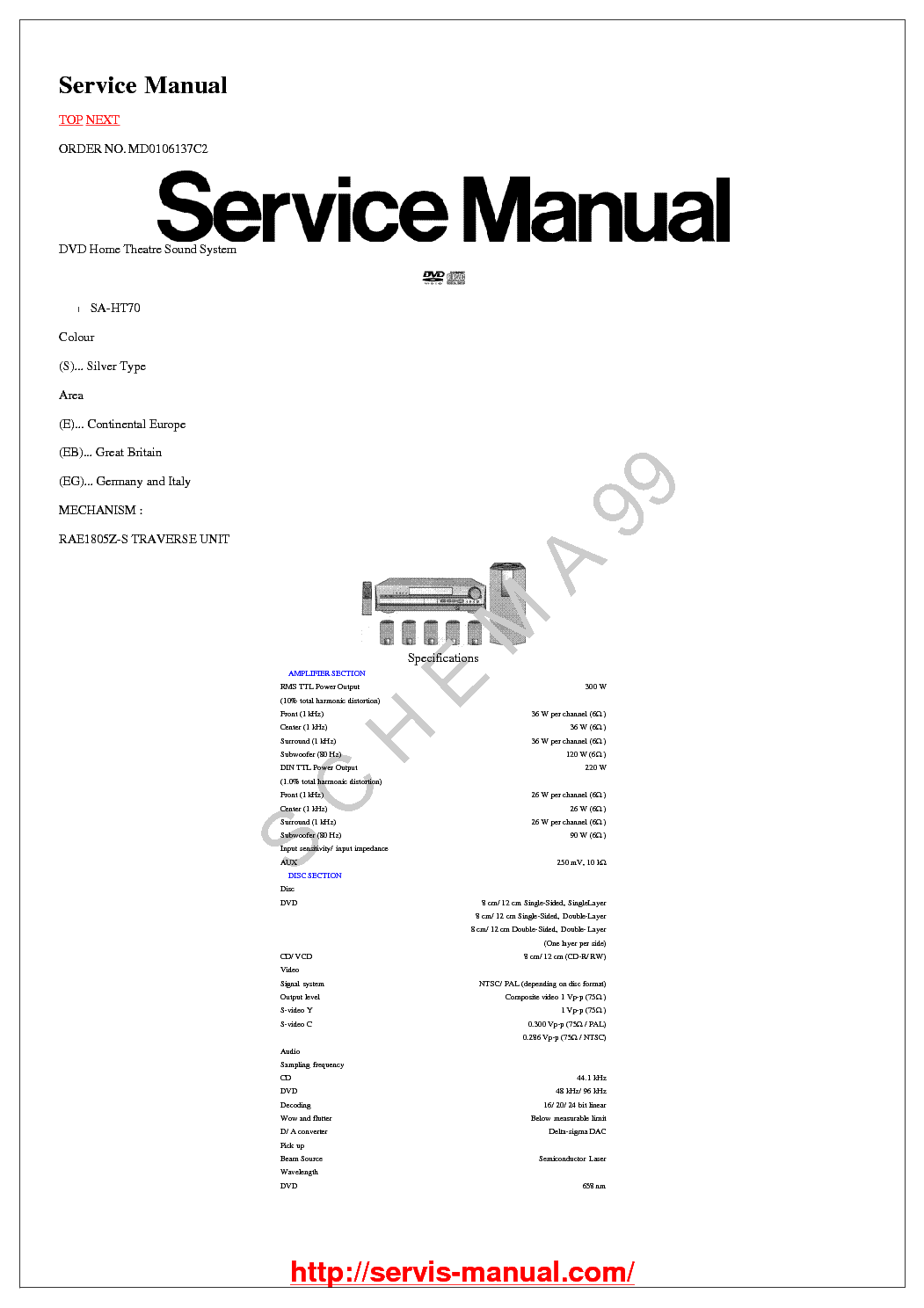 PANASONIC SA-H70 SM service manual (1st page)