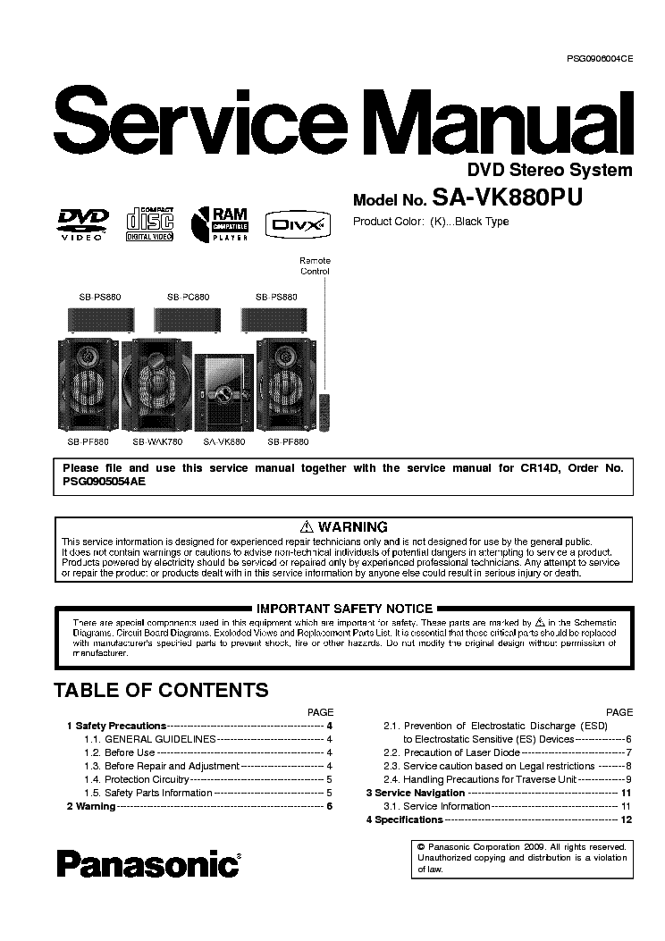 PANASONIC SA-VK880PU service manual (1st page)