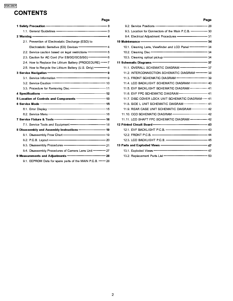 PANASONIC VDR-D51EE service manual (2nd page)