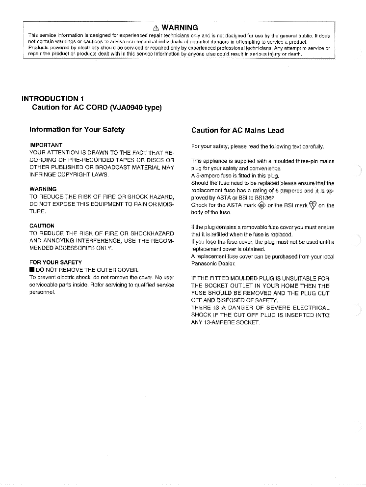 PANASONIC VSK0317D-E SM service manual (2nd page)