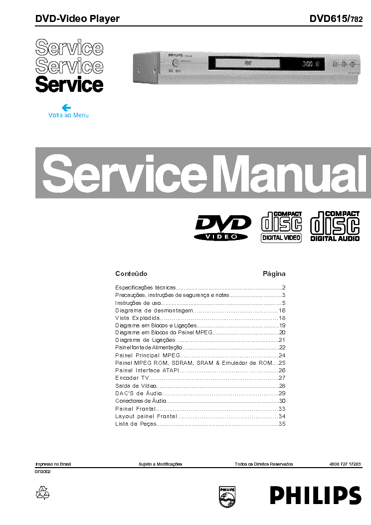 PHILIPS 615 Service Manual download, schematics, eeprom, repair info