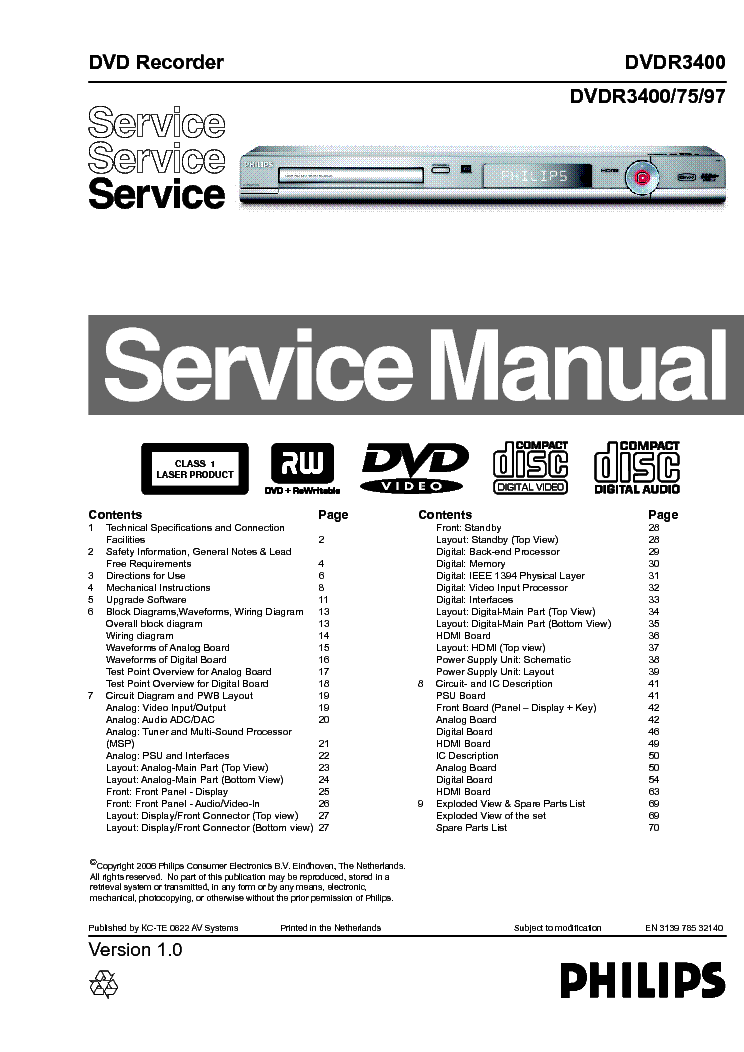 Philips Service Manual für EL 3522  deutsch Copy 