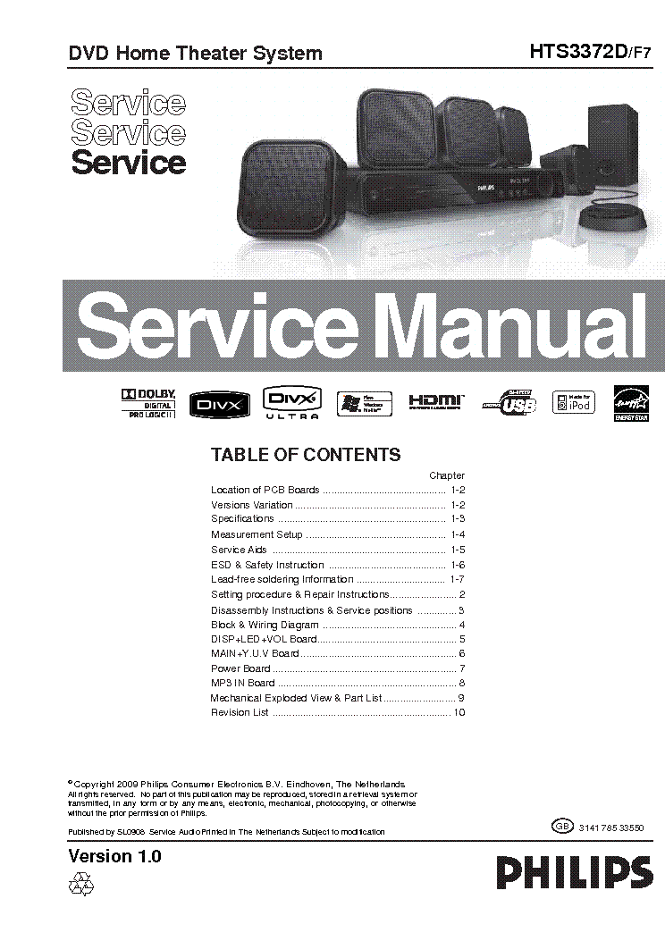 PHILIPS HTS3372D service manual