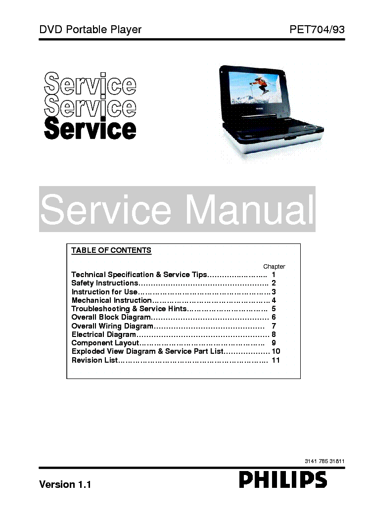 PHILIPS PET704-93 VER1.1 service manual