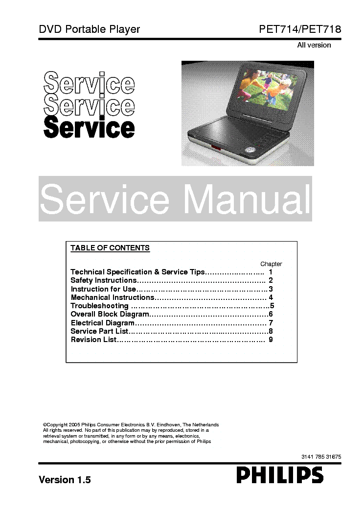 PHILIPS PET714 PET718 VER-1.5 service manual
