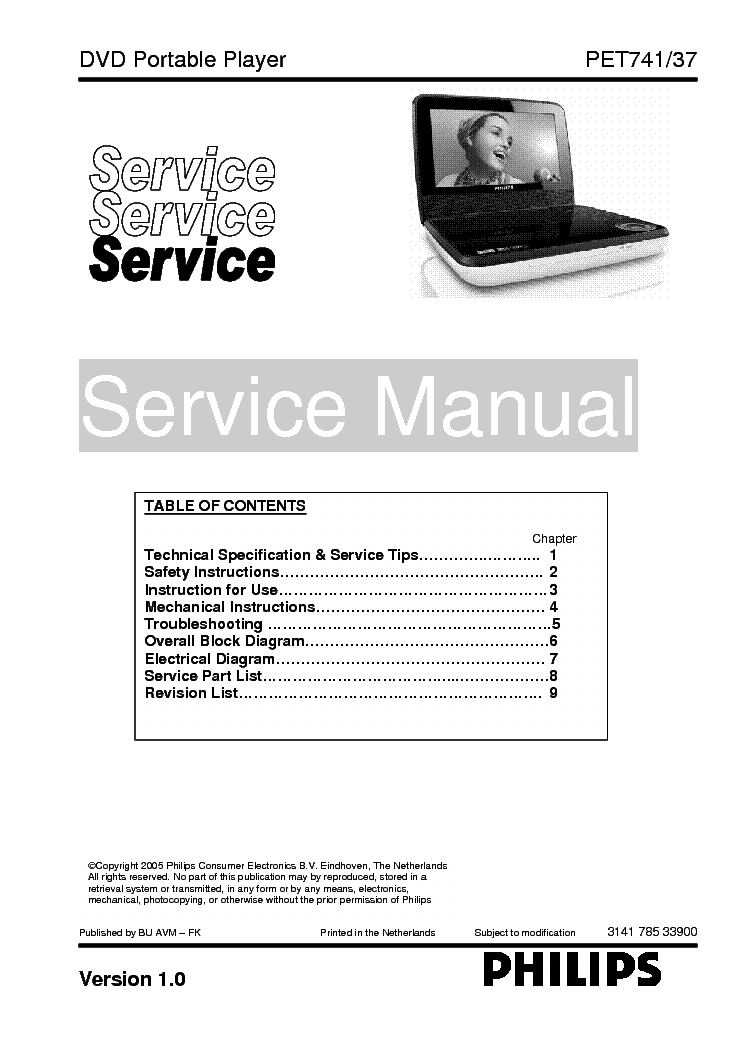 PHILIPS PET741-37 SM service manual