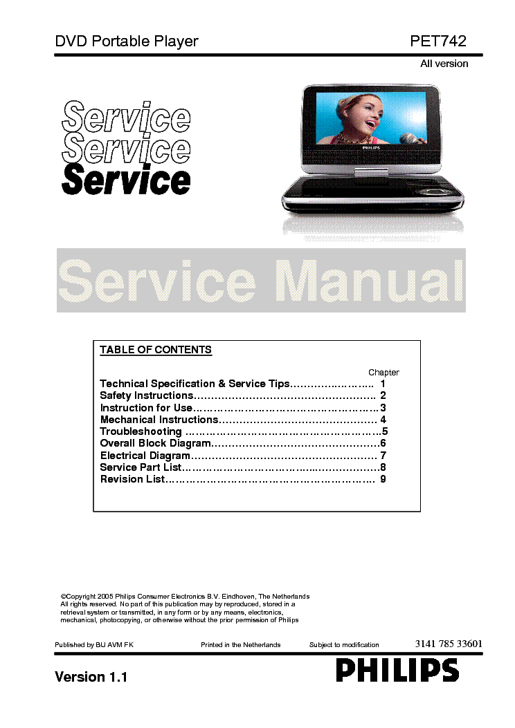 PHILIPS PET742 service manual