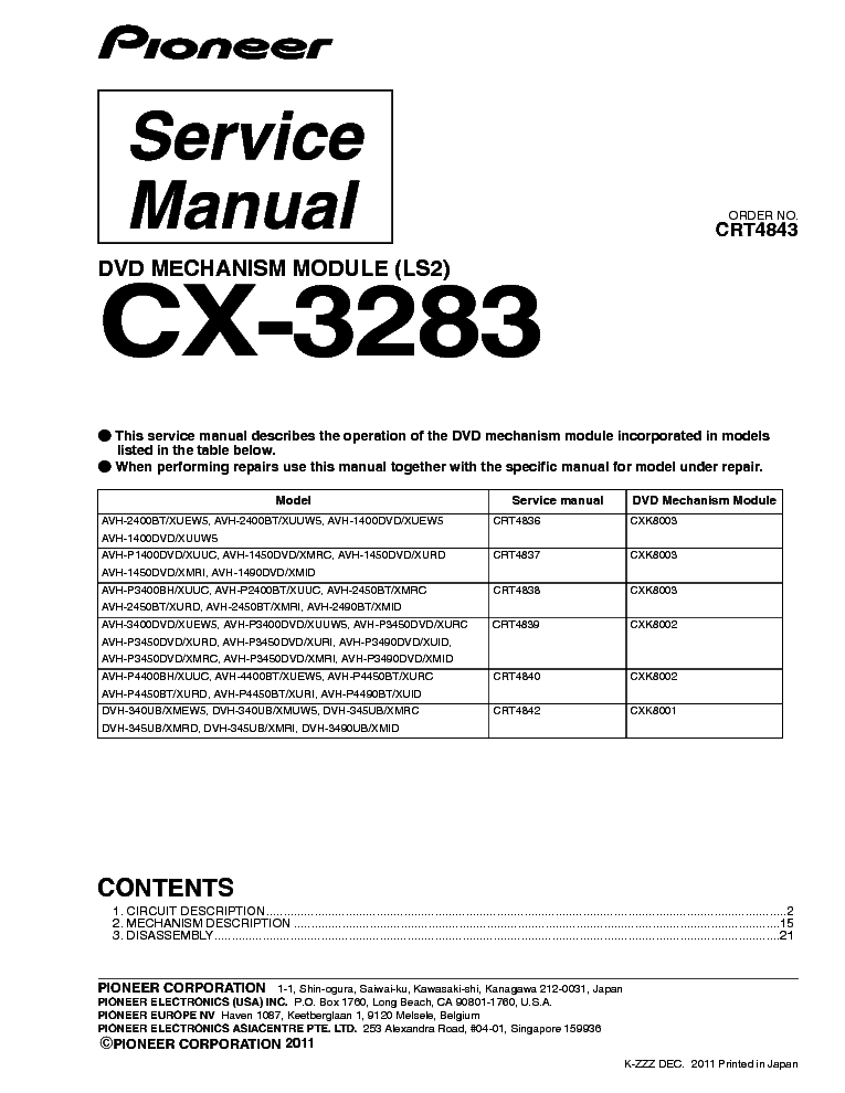 PIONEER 4843 CX3283 service manual (1st page)
