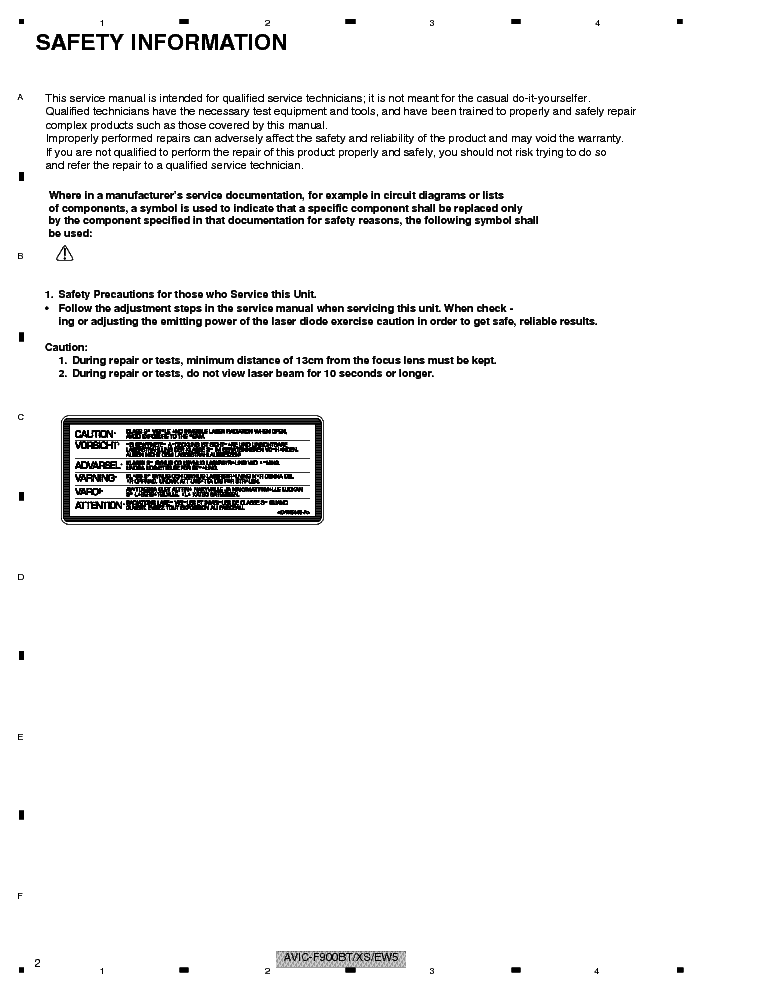 PIONEER AVIC-F900BT service manual (2nd page)