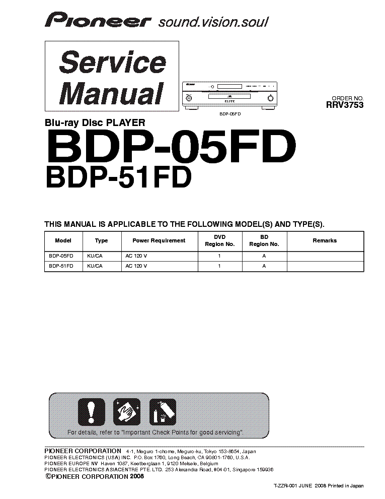 PIONEER BDP-05FD 51FD SM 1 service manual (1st page)