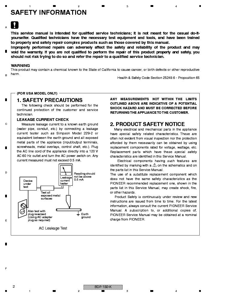 PIONEER BDP-150-K S service manual (2nd page)